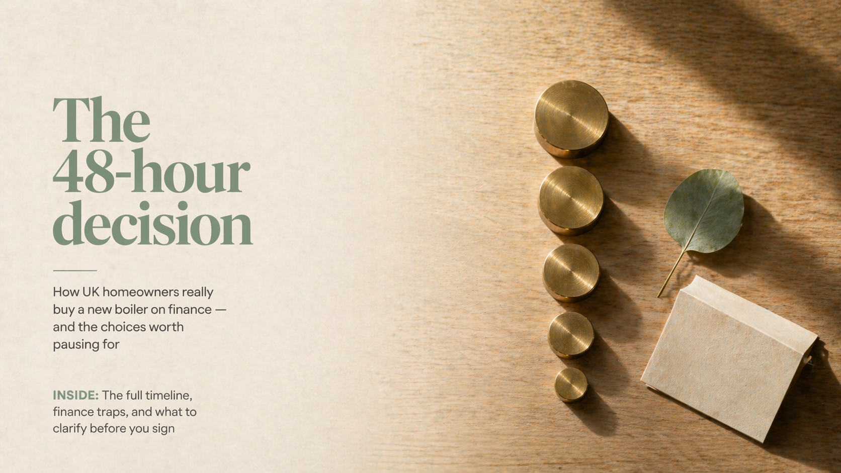 Ranked row of brass weights on oak desk symbolising finance deal comparison