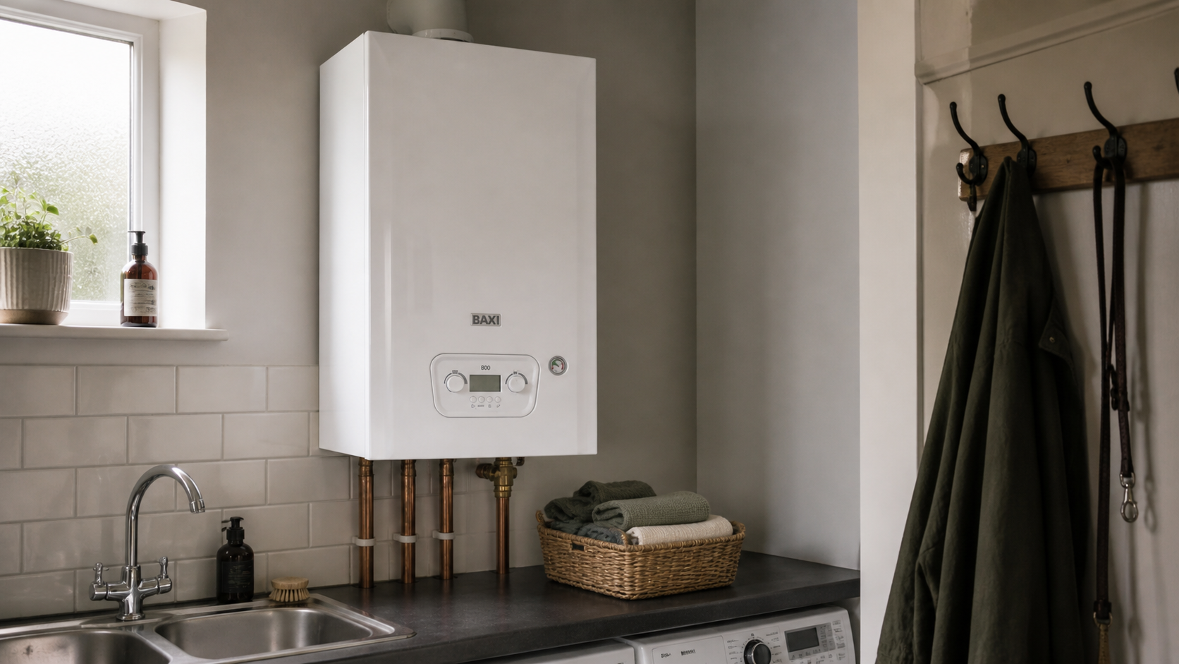 Baxi 800 Combi boiler installed in a UK utility room